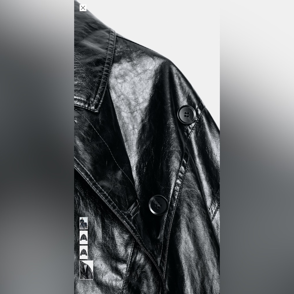 Zara Women Collection Shiny black Jacket with lapel collar - Picture 3 of 11